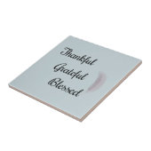 Dankbar, gesegnet Angel Feather Dusty Blue Fliese (Seite)