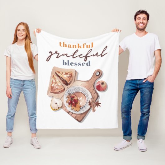 Dankbar, gesegnet Boho Erntedank Fleecedecke (Beispiel)