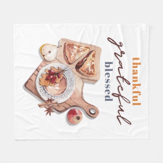 Dankbar, gesegnet Boho Erntedank Fleecedecke (Vorderseite (Horizontal))