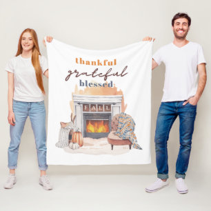 Dankbar, gesegnet Boho Erntedank Fleecedecke