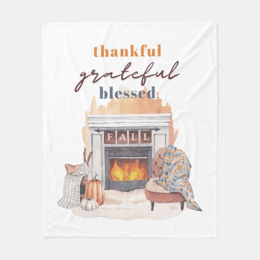 Dankbar, gesegnet Boho Erntedank Fleecedecke (Vorderseite)