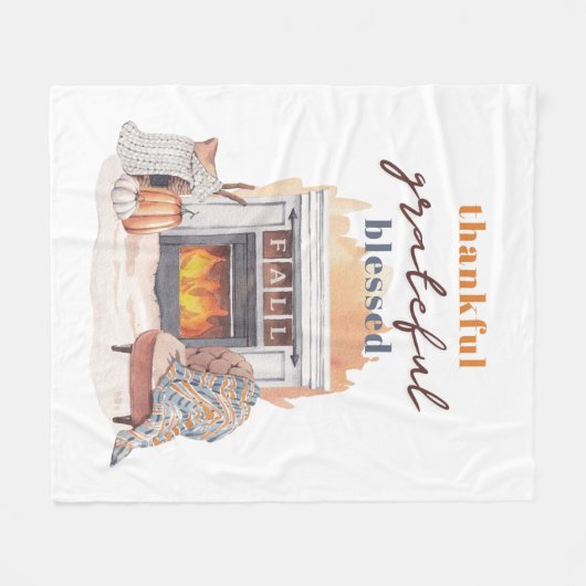 Dankbar, gesegnet Boho Erntedank Fleecedecke (Vorderseite (Horizontal))