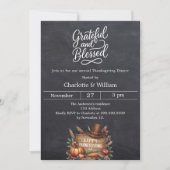 Dankbar gesegnet chalkboard Erntedank Dinner Einladung (Vorderseite)