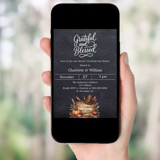 Dankbar gesegnet chalkboard Erntedank Dinner Einladung