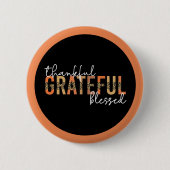 Dankbar, gesegnet Cheetah Print Typografy Button (Vorderseite)