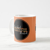 Dankbar, gesegnet Cheetah Print Typografy Kaffeetasse (Vorderseite Links)