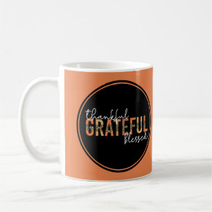 Dankbar, gesegnet Cheetah Print Typografy Kaffeetasse