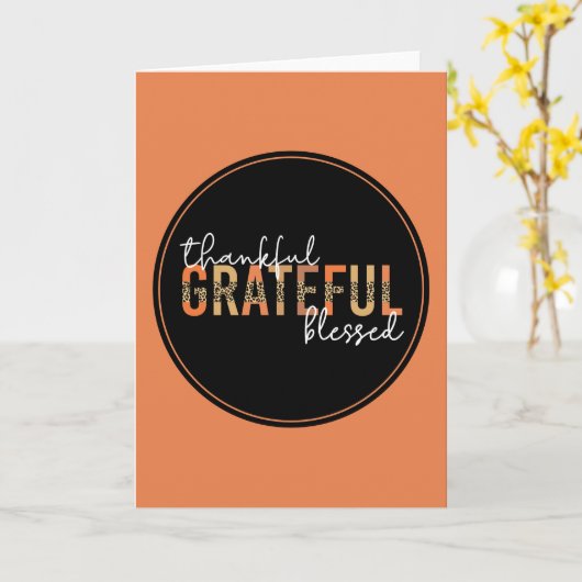 Dankbar, gesegnet Cheetah Print Typografy Karte (Gelbe Blume)