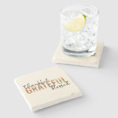 Dankbar, gesegnet Cheetah Print Typografy Steinuntersetzer (Seitenansicht)