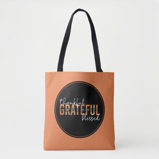 Dankbar, gesegnet Cheetah Print Typografy Tasche (Vorderseite)