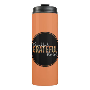 Dankbar, gesegnet Cheetah Print Typografy Thermosbecher