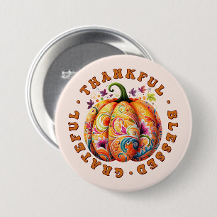 Dankbar, gesegnet, dankbar, blumenkürbis button