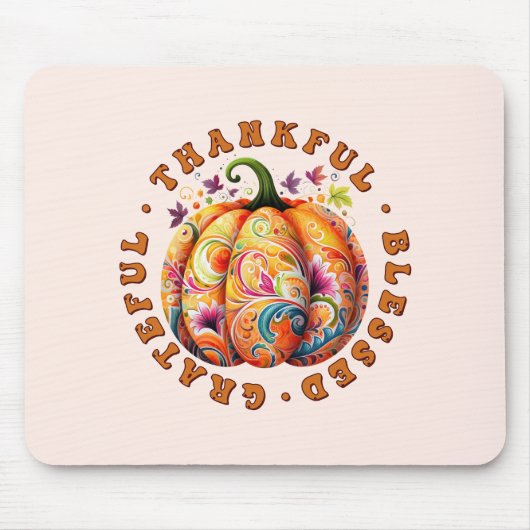 Dankbar, gesegnet, dankbar, blumenkürbis mousepad (Vorne)