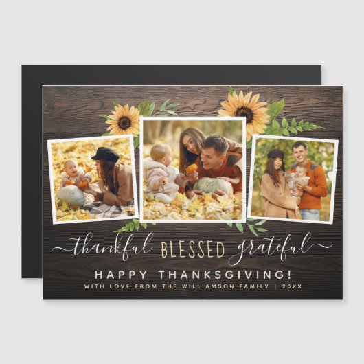 Dankbar gesegnet dankbar | Erntedank Fotos Magneteinladung (Vorne/Hinten)