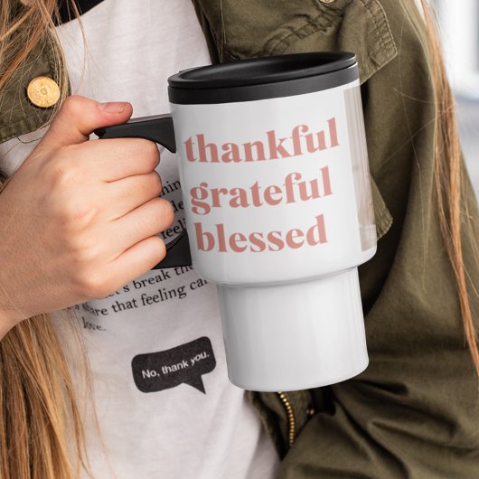 Dankbar, gesegnet | Drei FotoCollage Reisebecher