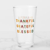 Dankbar Gesegnet Ergeben – Herbst-Glas-Tasse Glas (Rückseite)