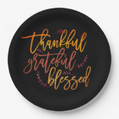 Dankbar, gesegnet Erntedank Black Pappteller (Vorderseite)