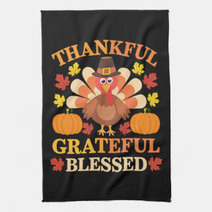 Dankbar, gesegnet Erntedank der Türkei Geschirrtuch