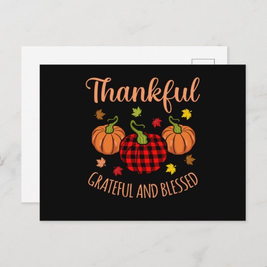 Dankbar, gesegnet Erntedank der Türkei Postkarte (Vorne/Hinten)