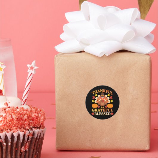 Dankbar, gesegnet Erntedank der Türkei Runder Aufkleber (Party)