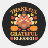 Dankbar, gesegnet Erntedank der Türkei Runder Aufkleber (Vorderseite)
