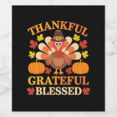 Dankbar, gesegnet Erntedank der Türkei Weinetikett (Einzelnes Label)