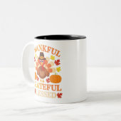 Dankbar, gesegnet Erntedank der Türkei Zweifarbige Tasse (Vorderseite Links)