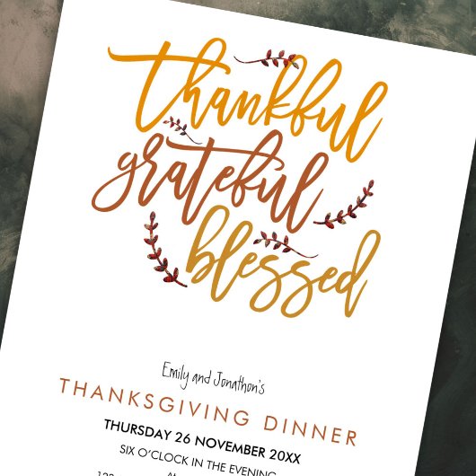 Dankbar, gesegnet Erntedank Dinner Einladung