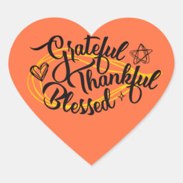 Dankbar, gesegnet Erntedank Geschenke Herz-Aufkleber