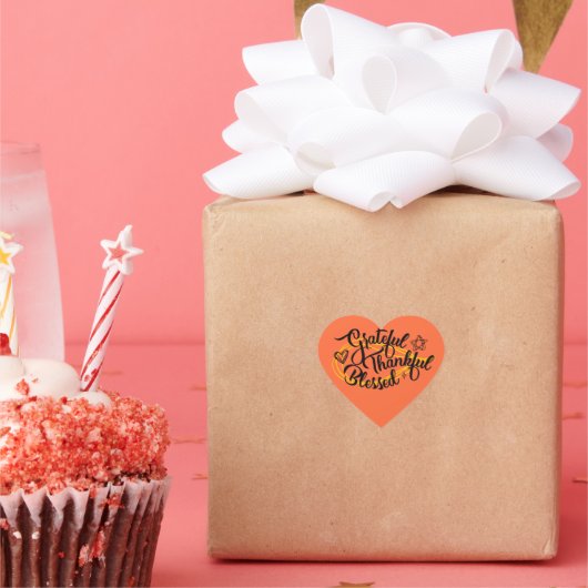 Dankbar, gesegnet Erntedank Geschenke Herz-Aufkleber (Party)