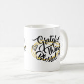 Dankbar, gesegnet Erntedank Geschenke Kaffeetasse (VorderseiteRechts)