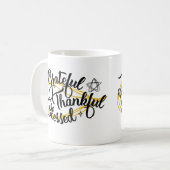 Dankbar, gesegnet Erntedank Geschenke Kaffeetasse (Vorderseite Links)