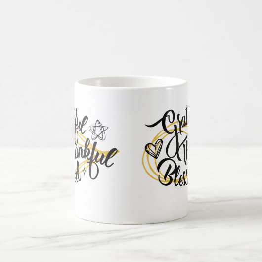 Dankbar, gesegnet Erntedank Geschenke Kaffeetasse (Mittel)