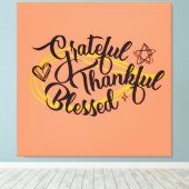Dankbar, gesegnet Erntedank Geschenke Leinwanddruck (Insitu (Holzboden))