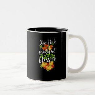 Dankbar Gesegnet Erntedank Kürbisse Zweifarbige Tasse