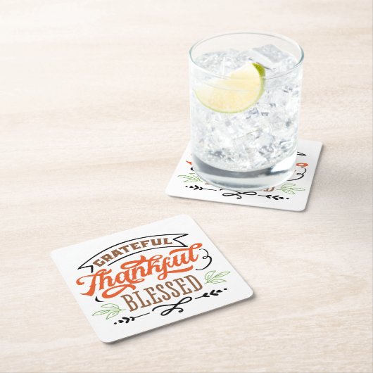 dankbar, gesegnet Erntedank Urlaub squ Rechteckiger Pappuntersetzer (Vor Ort)