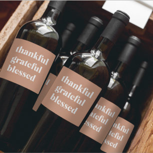 Dankbar, gesegnet ERNTEDANK Weinetikett