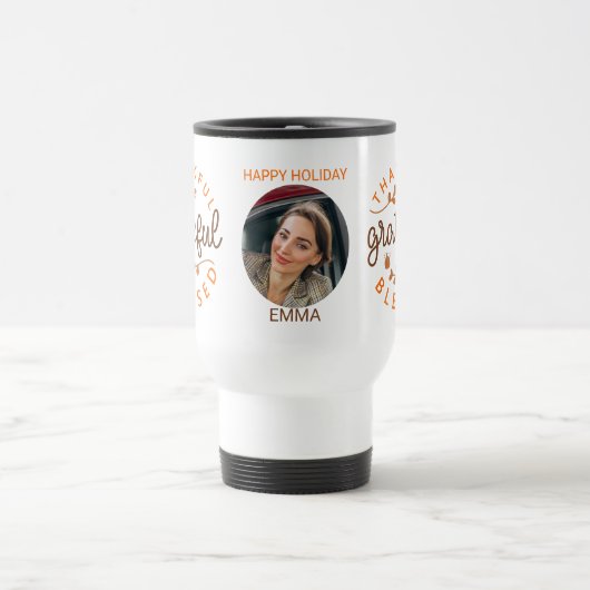 Dankbar Gesegnet Erntedankfest Foto Reisebecher (Mittel)