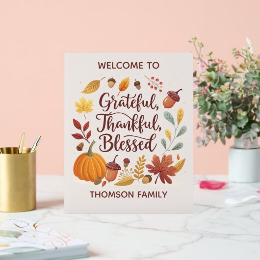 Dankbar Gesegnet Erntedankfest Herbst Acrylschild (Hochzeit)