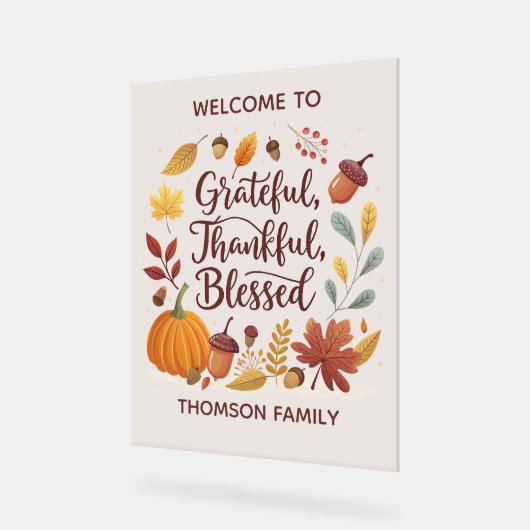 Dankbar Gesegnet Erntedankfest Herbst Acrylschild (Winkel)