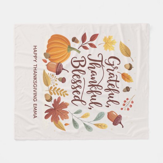 Dankbar Gesegnet Erntedankfest Herbst Fleecedecke (Vorderseite (Horizontal))