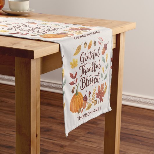 Dankbar Gesegnet Erntedankfest Herbst Kurzer Tischläufer (Beispiel)
