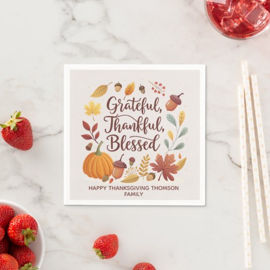 Dankbar Gesegnet Erntedankfest Herbst Serviette (Beispiel)