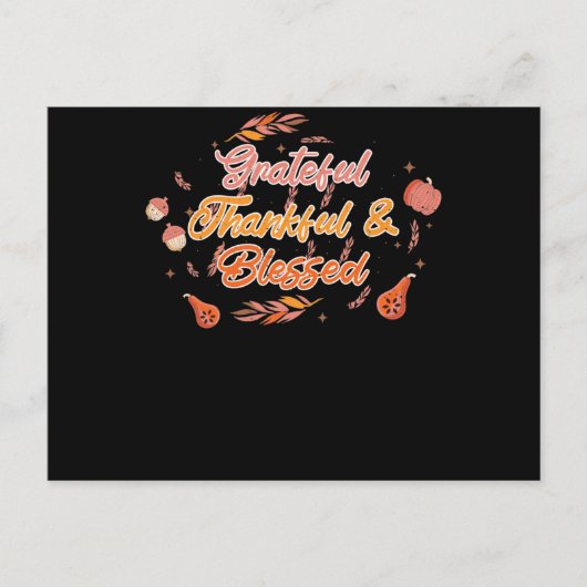 Dankbar Gesegnet Erntedankfest Herbstzeit Postkarte (Vorderseite)