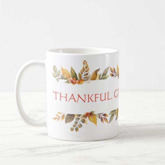 Dankbar, gesegnet Fall Floral Erntedank Kaffeetasse (Links)