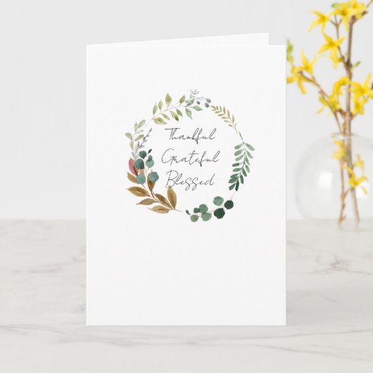 Dankbar gesegnet Fall Leaf Rustikale Moderne Karte (Gelbe Blume)