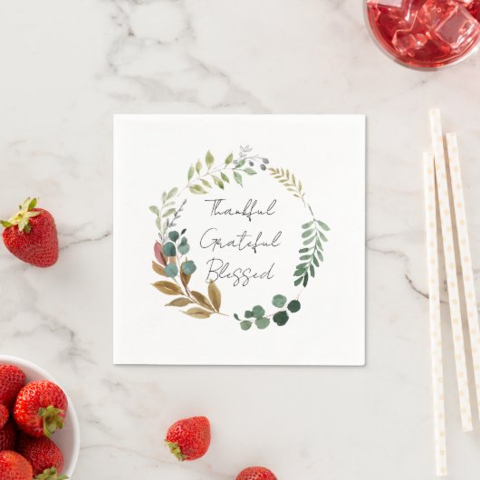 Dankbar gesegnet Fall Leaf Rustikale Moderne Serviette (Beispiel)