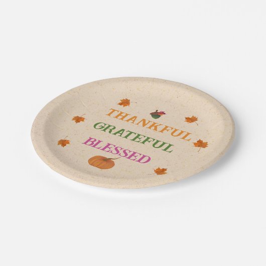 Dankbar, gesegnet Fall Pumpkin Pappteller (Schrägansicht)