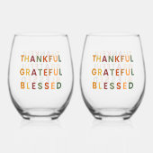 Dankbar gesegnet - Fall Weinglas Ohne Stiel (Rückseite)