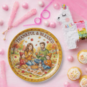 "Dankbar & Gesegnet" Familien-Teller aus Papier Pappteller (Party)